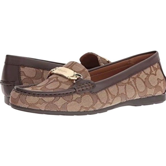 Coach Olive Signature C Beige Brown Loafers A01918 Size 8.5B - Picture 1 of 11